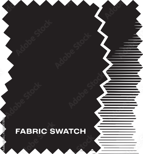 Fabric Swatch Sample with Zigzag Edge and Horizontal Lines on Transparent Background Design