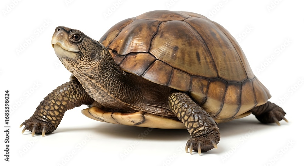 Obraz premium A detailed close up of a terrestrial box turtle on a white background