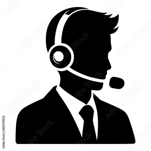 Call center customer service agent silhoutte vector image illustration useful for graphic icon