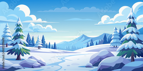 winter landscape with snow mountain