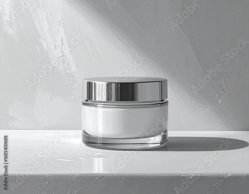 Cream jar on a white surface