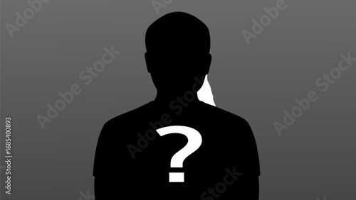Silhouette of a person with a question mark on their back against a gray gradient background image
