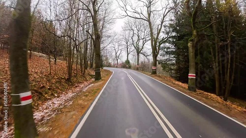 Wallpaper Mural car moves along a beautiful autumn road Torontodigital.ca