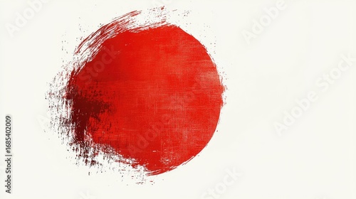 Abstract red circular grunge brushstroke on white background design element