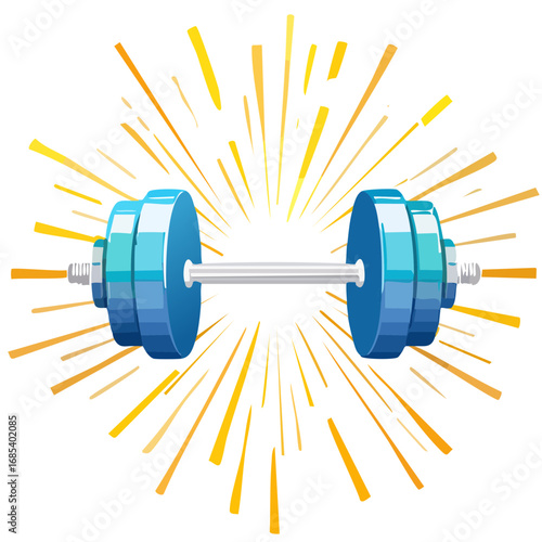 Dumbbell with energy burst vector illustration