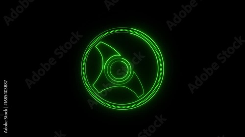 Glowing neon line Steering wheel icon isolated on a black background. HD Video motion graphic small and big opacity rotating neon animation
