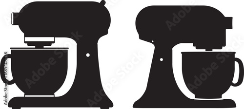 Two kitchenaid stand mixers side by side silhouette