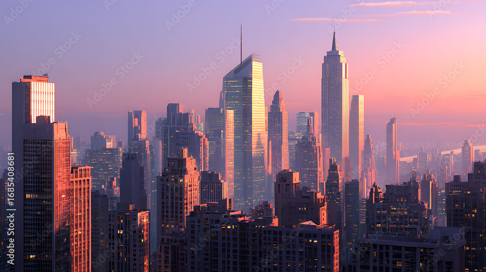 Fototapeta premium A morning view of a city with a voiceover about the profitability of its businesses (2)