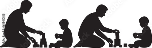 Wallpaper Mural Father and children playing with blocks silhouette Torontodigital.ca