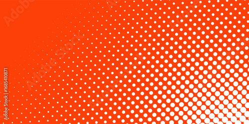 White polka dots on red, illustration background  comic pop art overlay backdrop. Halftone raster effect wallpaper. modern