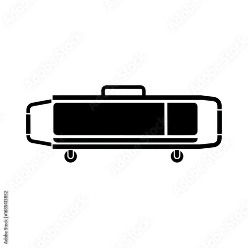 Simple black icon of a stretcher or gurney