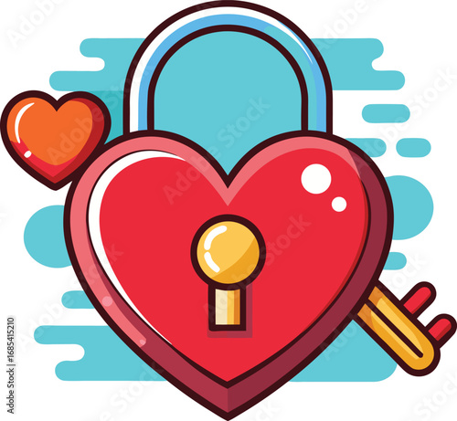 Secure love heart with romantic elements and color palette