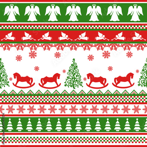 Nordic Christmas Pattern Knitted Vector Design - Scandinavian Nordic Christmas Pattern Holiday Background - Traditional Nordic Christmas Pattern