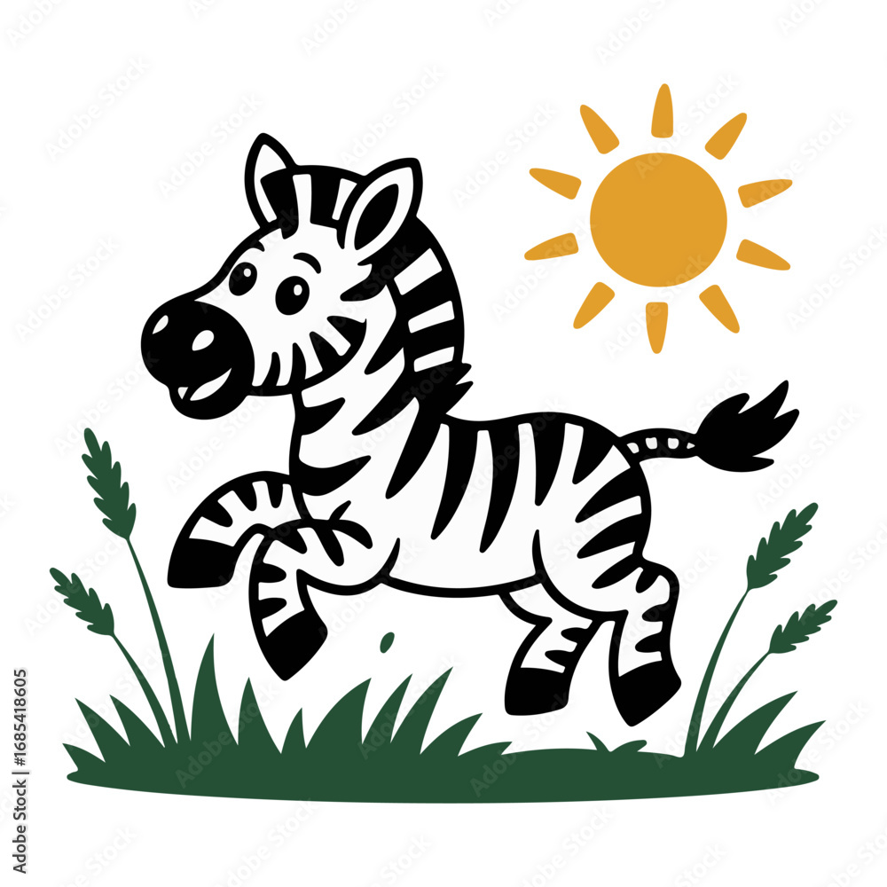Obraz premium vector illustration of a cartoon zebra