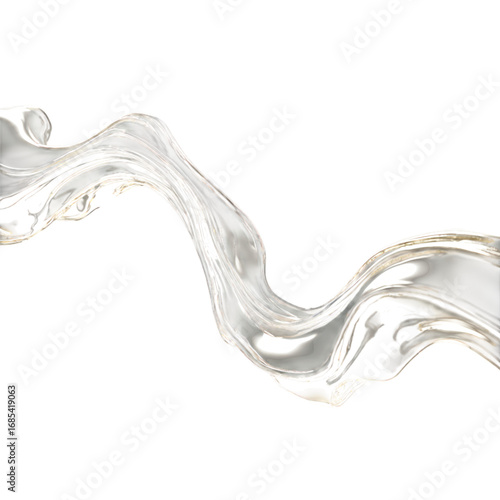 Flowing Silver Wave with Smooth Curves and Reflective Surface