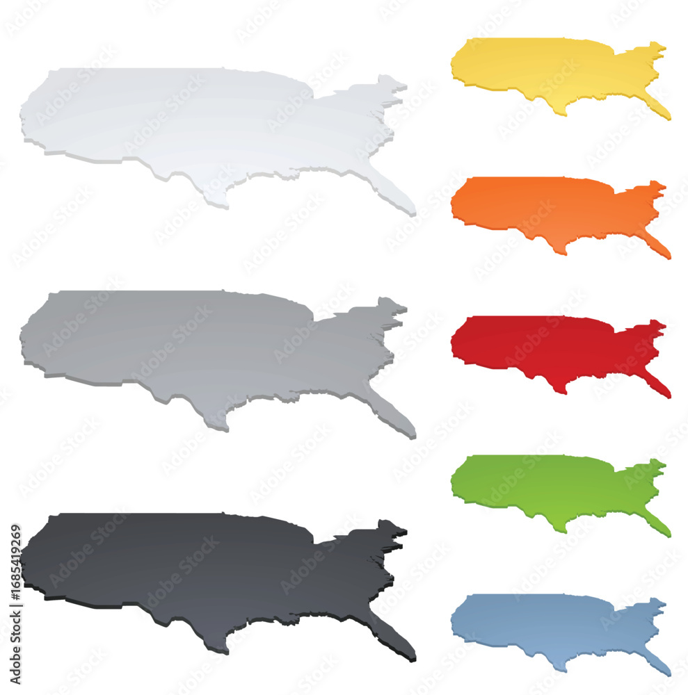 Fototapeta premium USA map 3D perspective view. vector illustration