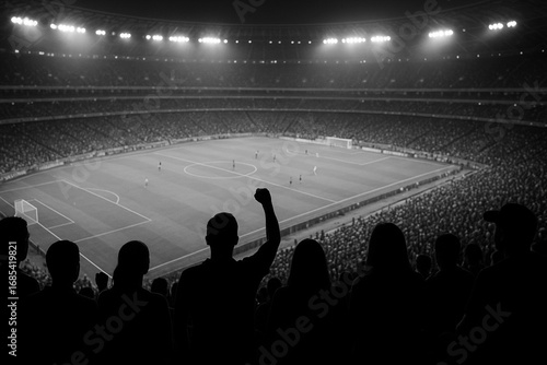 silhouette of peoples in the football stadium