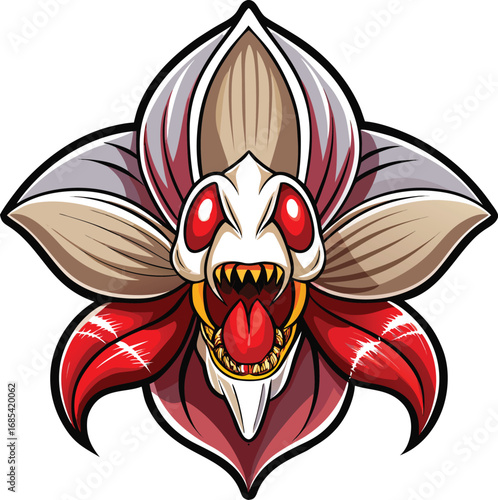 Spooky Orchid Halloween Aggressive Flower Monster Design
