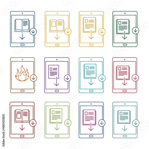 Digital Library: A collection of stylized tablet devices displaying book and document downloads, symbolizing the convenience and access of digital library resources.