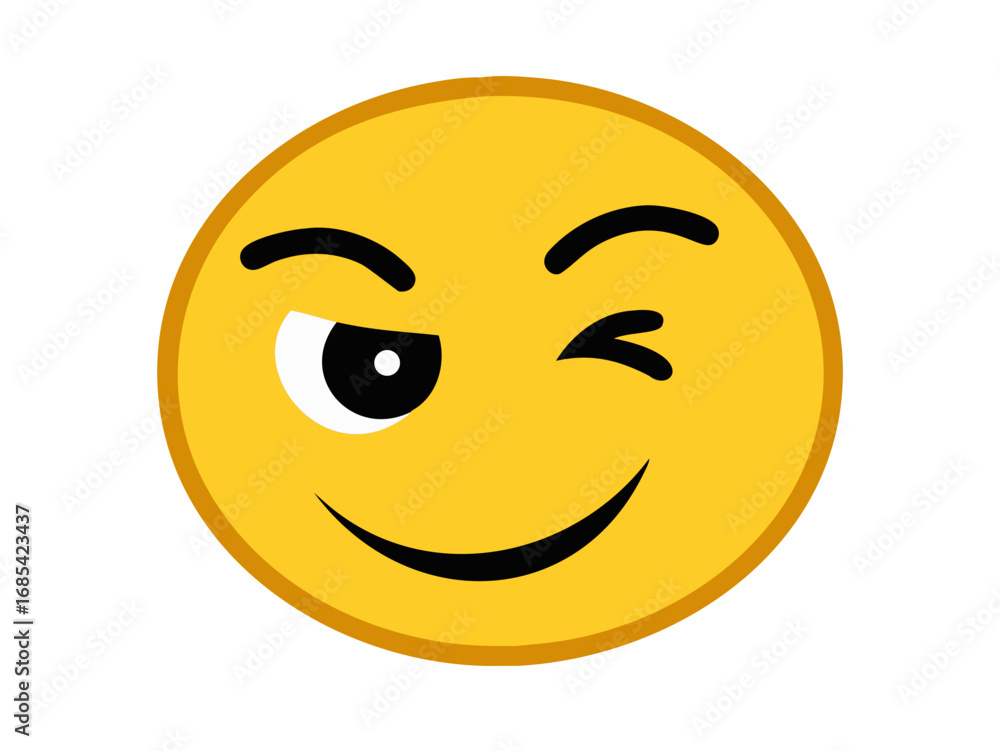 Fototapeta premium sly or mischievous emoji emoticon with raised eyebrow, half-closed eyes and subtle smirk, plotting something, feeling clever, or acting cheeky 