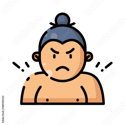 vector icon of an angry Japanese sumo wrestler
