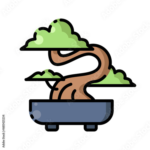 vector icon of a traditional Japanese bonsai tree