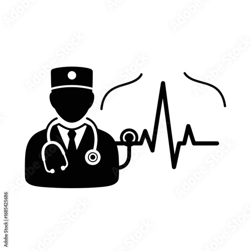 Doctor performing heart checkup with stethoscope and ekg