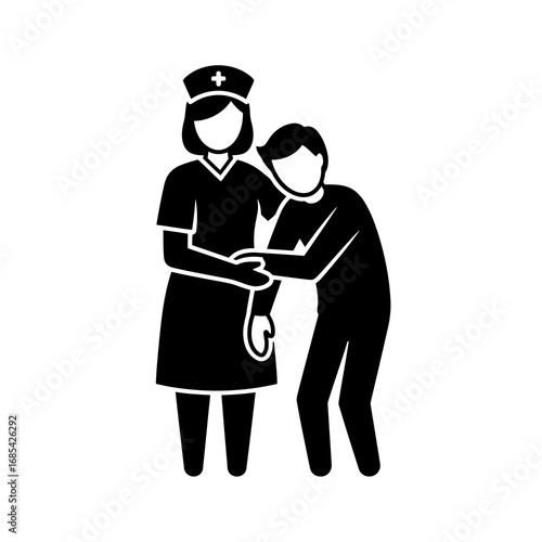 Nurse assisting a patient with walking