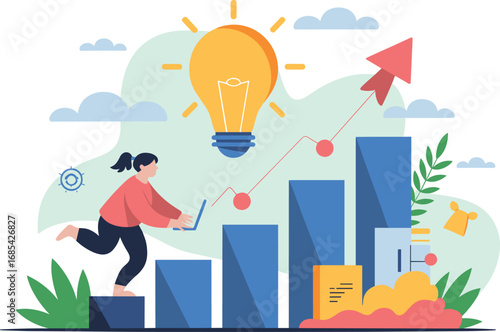 Startup Growth and Success Concept Vector Design on white background