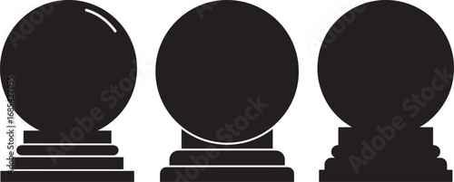 Three identical oval shapes on tiered pedestals in a clean silhouette style