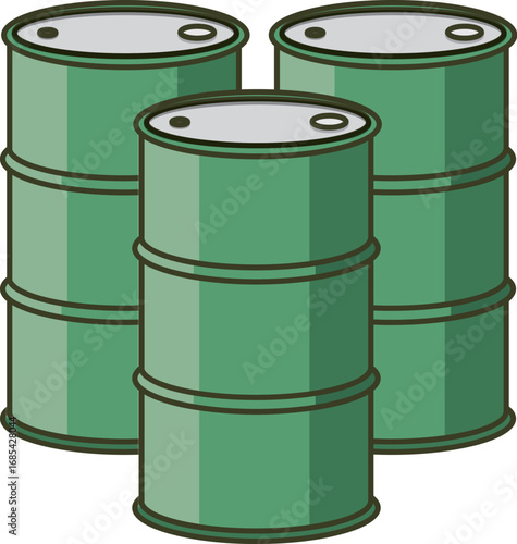 ドラム缶（緑色3つ））