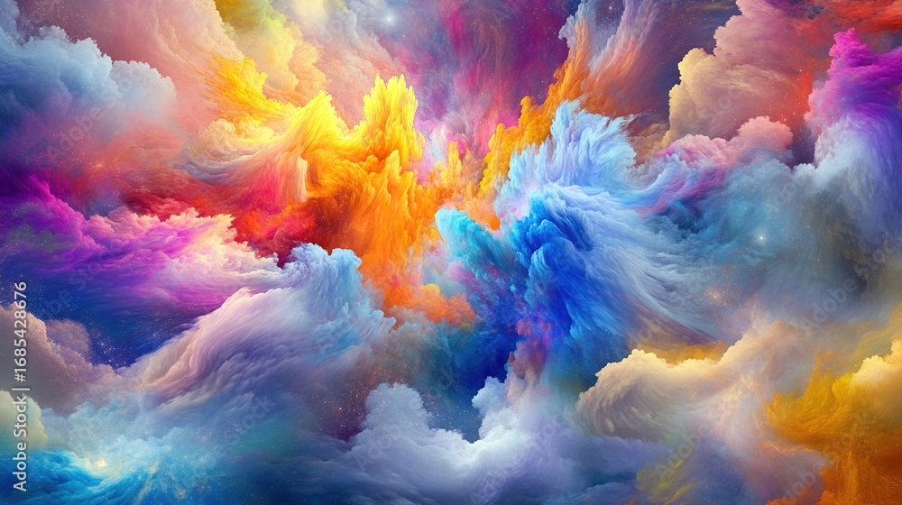 Obraz premium Vibrant Cosmic Clouds and Bursting Light (Suitable for Sci - Fi Scenes, Cosmic Themes, Visual Effects, etc.)