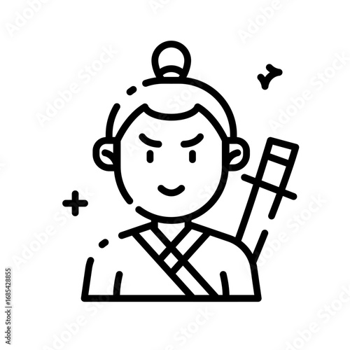 samurai warrior with a katana on his back. vector icon illustration