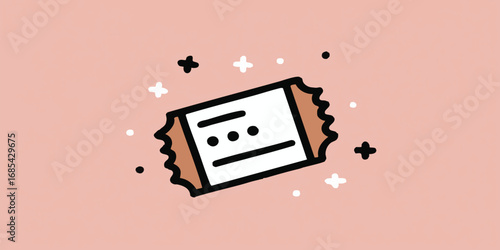 An illustrated, eye-catching ticket on a pastel backdrop. Capture the simple joy of anticipation for the big event.