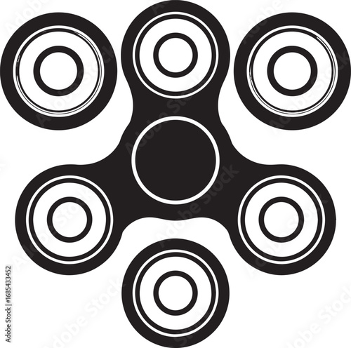 Fidget Spinner Toy Silhouette | Black Vector Illustration Design