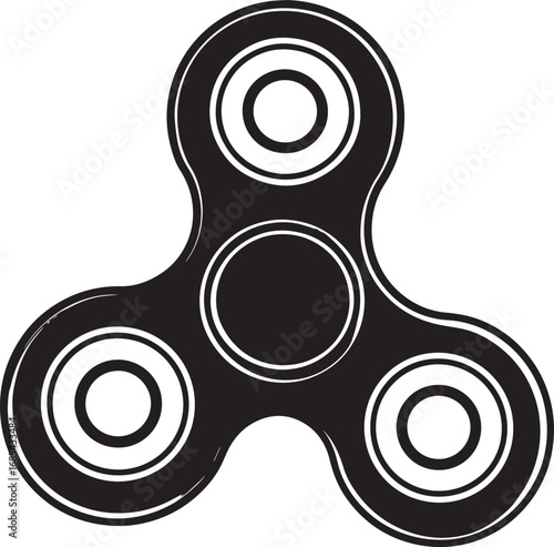 Fidget Spinner Toy Silhouette | Black Vector Illustration Design
