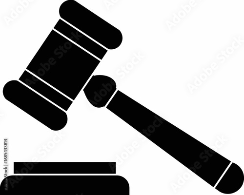 Scalable vector illustration of a judge's gavel and sounding block icon vector