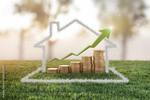 Real Estate Investment Growth: Illustrative Home Value Increase. AI Generated