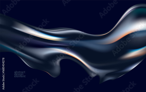 Abstract glass fluid shape on dark background. Vector liquid wallpaper.
