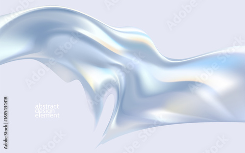 3D Holographic liquid shapes. Colorful iridescent bubble on white background. Abstract vector form.