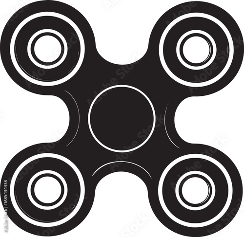 Fidget Spinner Toy Silhouette | Black Vector Illustration Design