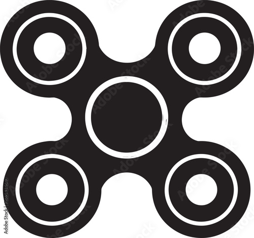 Fidget Spinner Toy Silhouette | Black Vector Illustration Design
