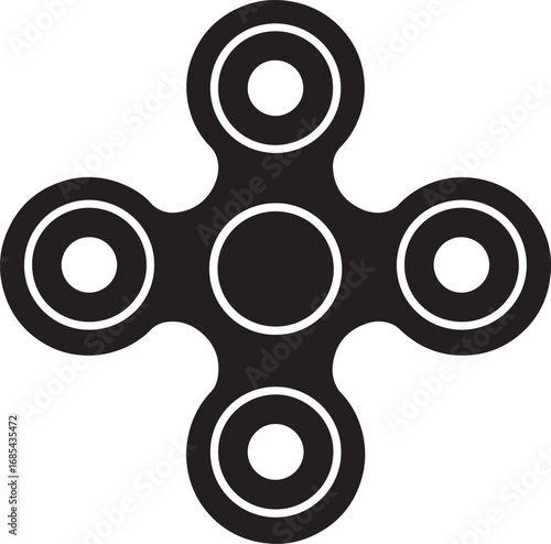 Fidget Spinner Toy Silhouette | Black Vector Illustration Design