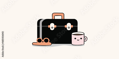A charming briefcase stands...