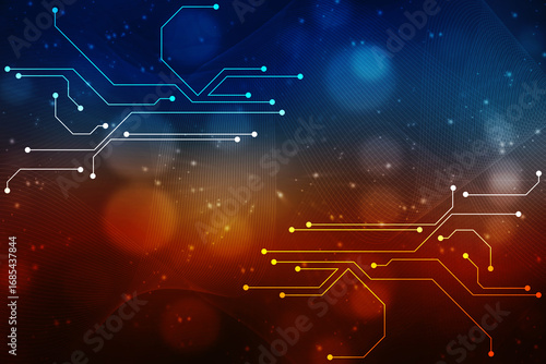 Abstract futuristic circuit board Illustration, Circuit board with various technology elements. Circuit board pattern for digital abstract technology background