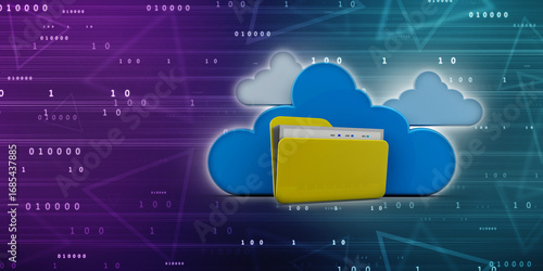 3d rendering Cloud computing concept, Cloud internet technology concept background, Cloud computing and network security technology concept