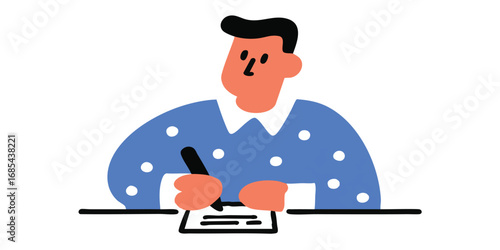 A focused individual, engrossed in the process of drafting or note-taking, diligently writing on a paper, the person immersed in their work, demonstrating intense concentration.