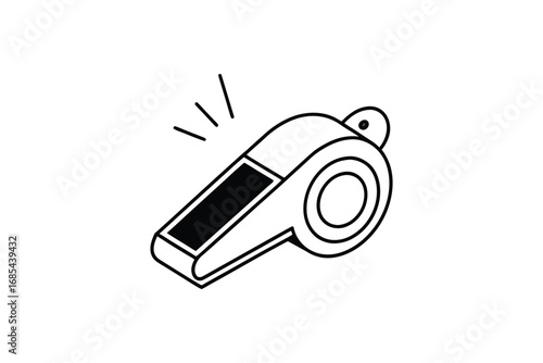 A black and white illustration of a loud blowing whistle silhouette
