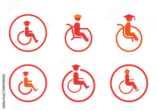 Disabled graduate student icons showing inclusiveness and academic achievement in education