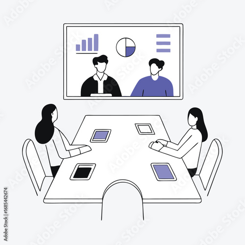Work From Home Conference Call Illustration
